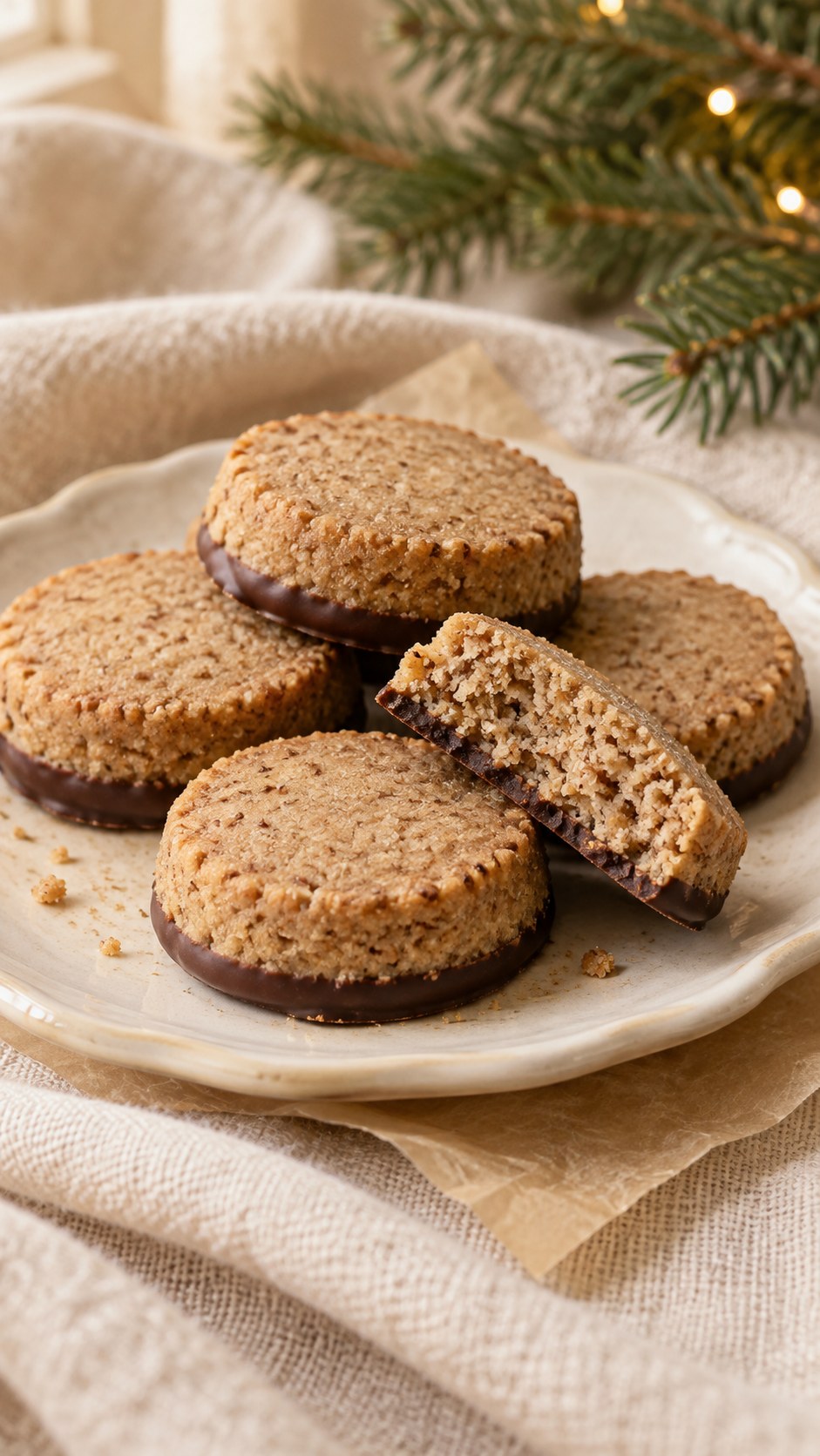 Buckwheat Almond Shortbread with Chocolate Feet