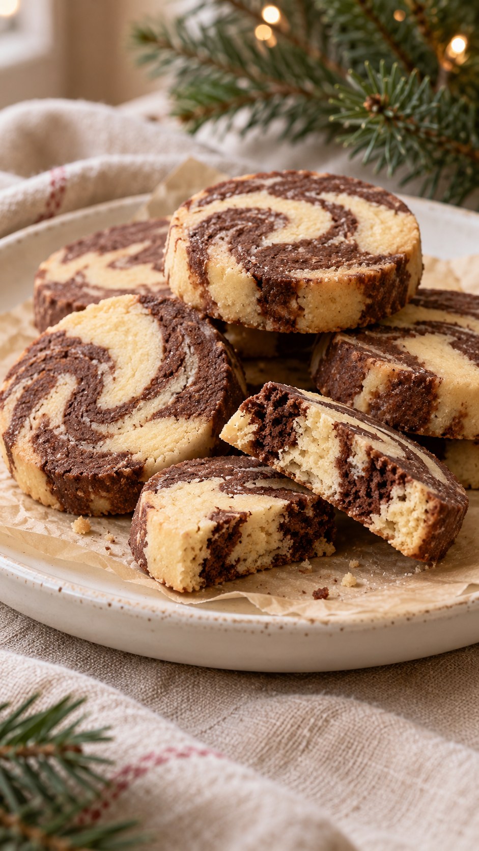 Chocolate-Vanilla Marbled Christmas Shortbread