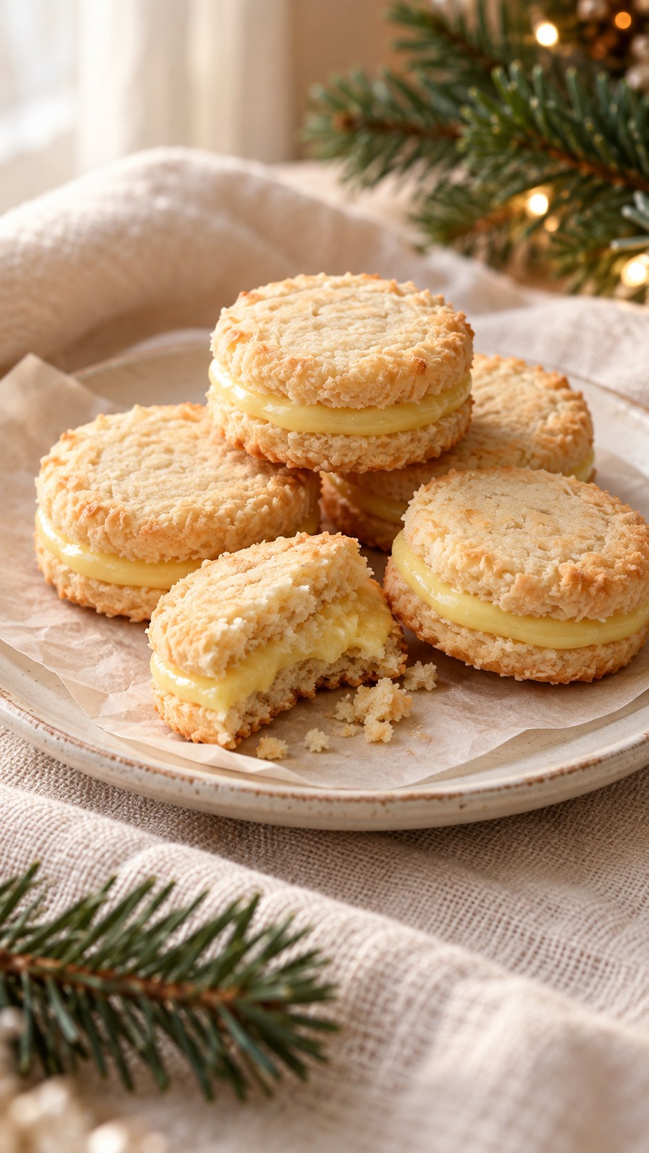 Coconut Lime Curd Shortbread Sandwiches