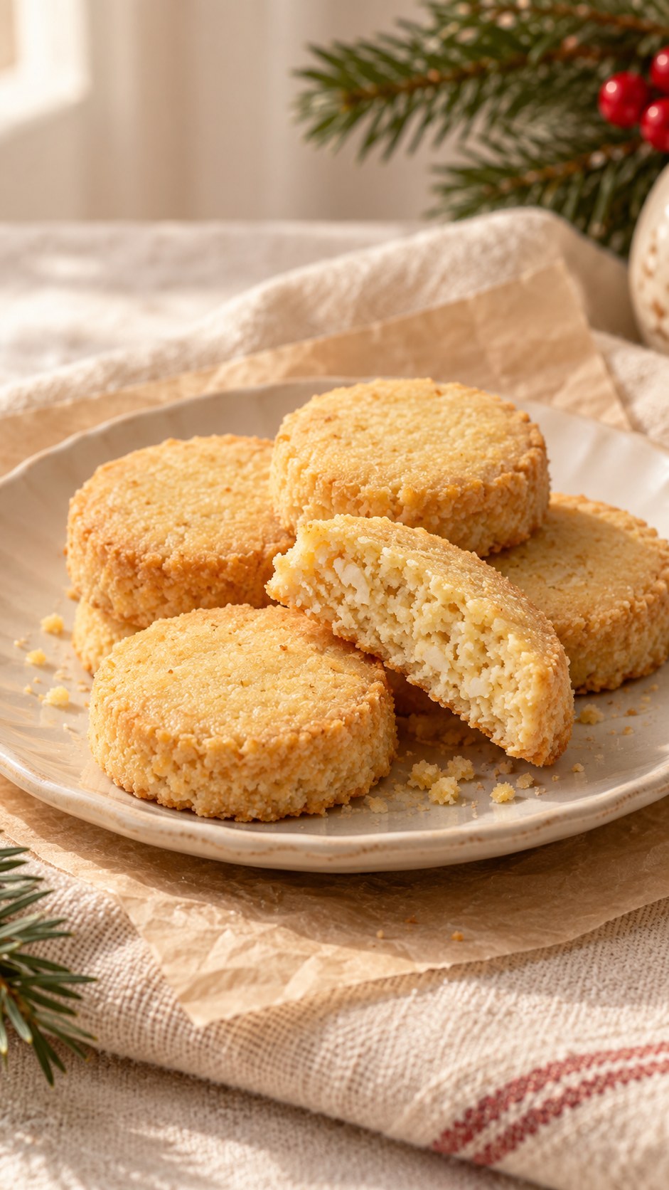 Coconut Milk-Powder Cornmeal Shortbread