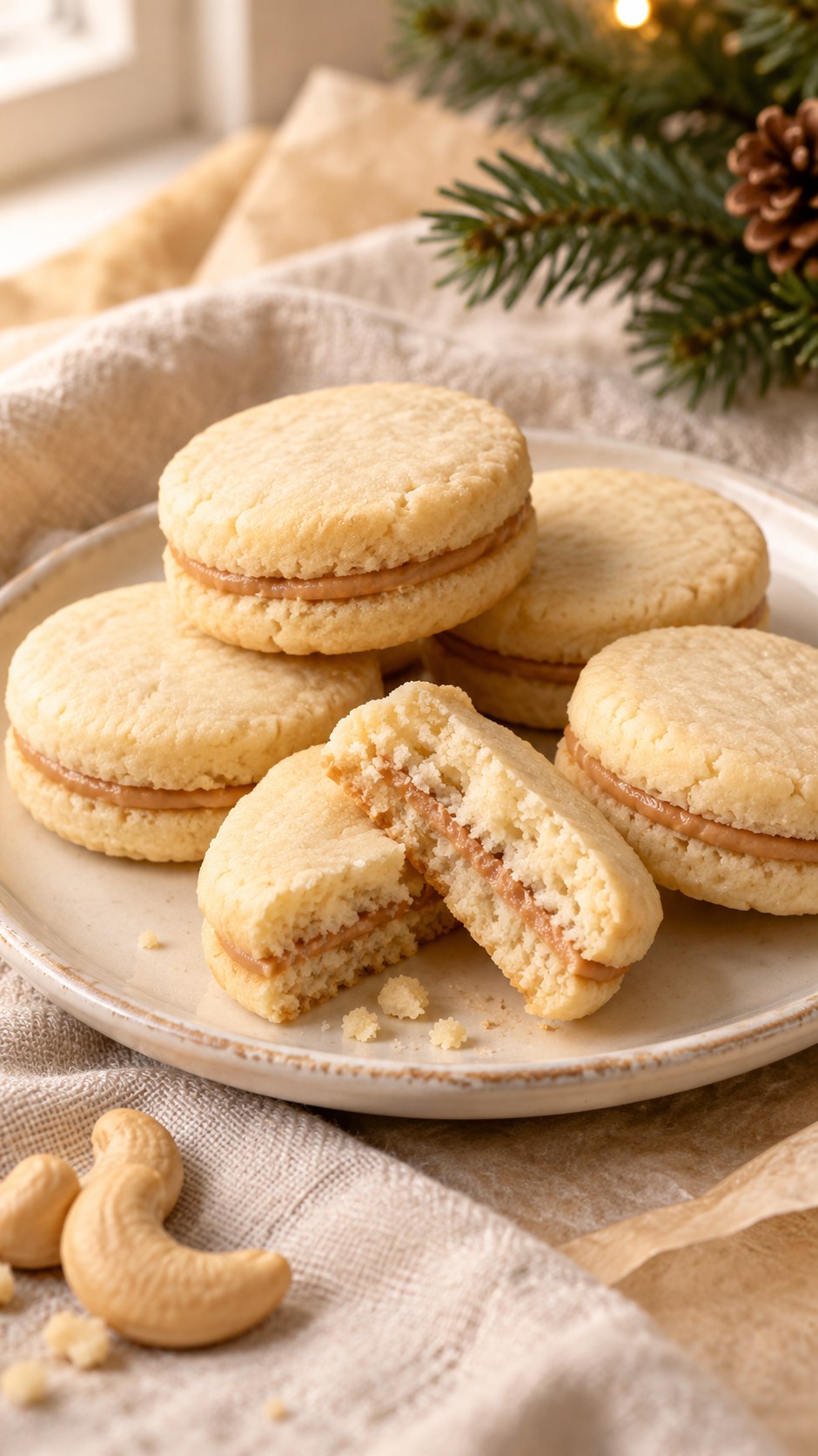 Cornstarch Cashew Shortbread Sandwiches