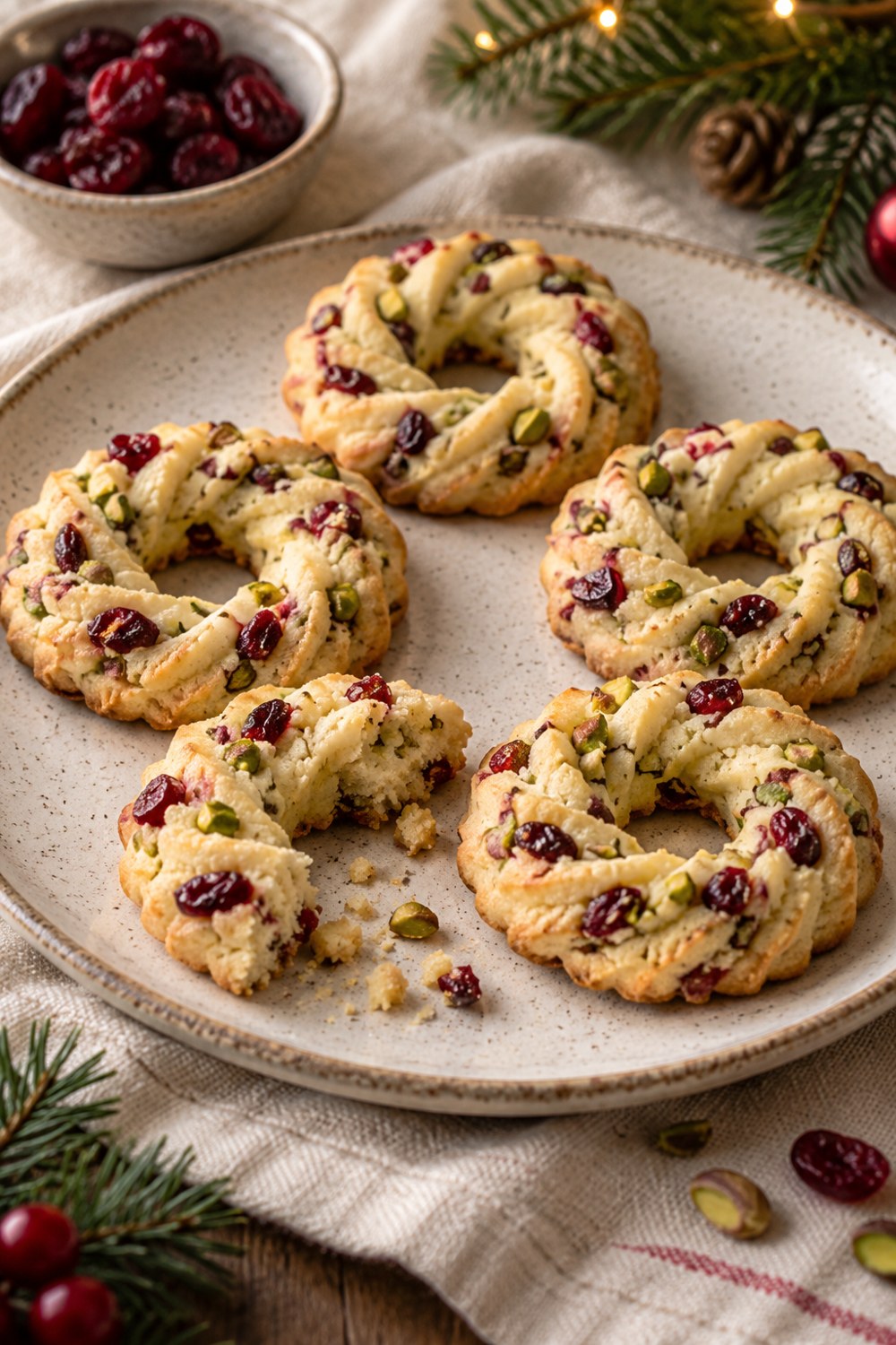 Cranberry Pistachio Wreath Shortbread