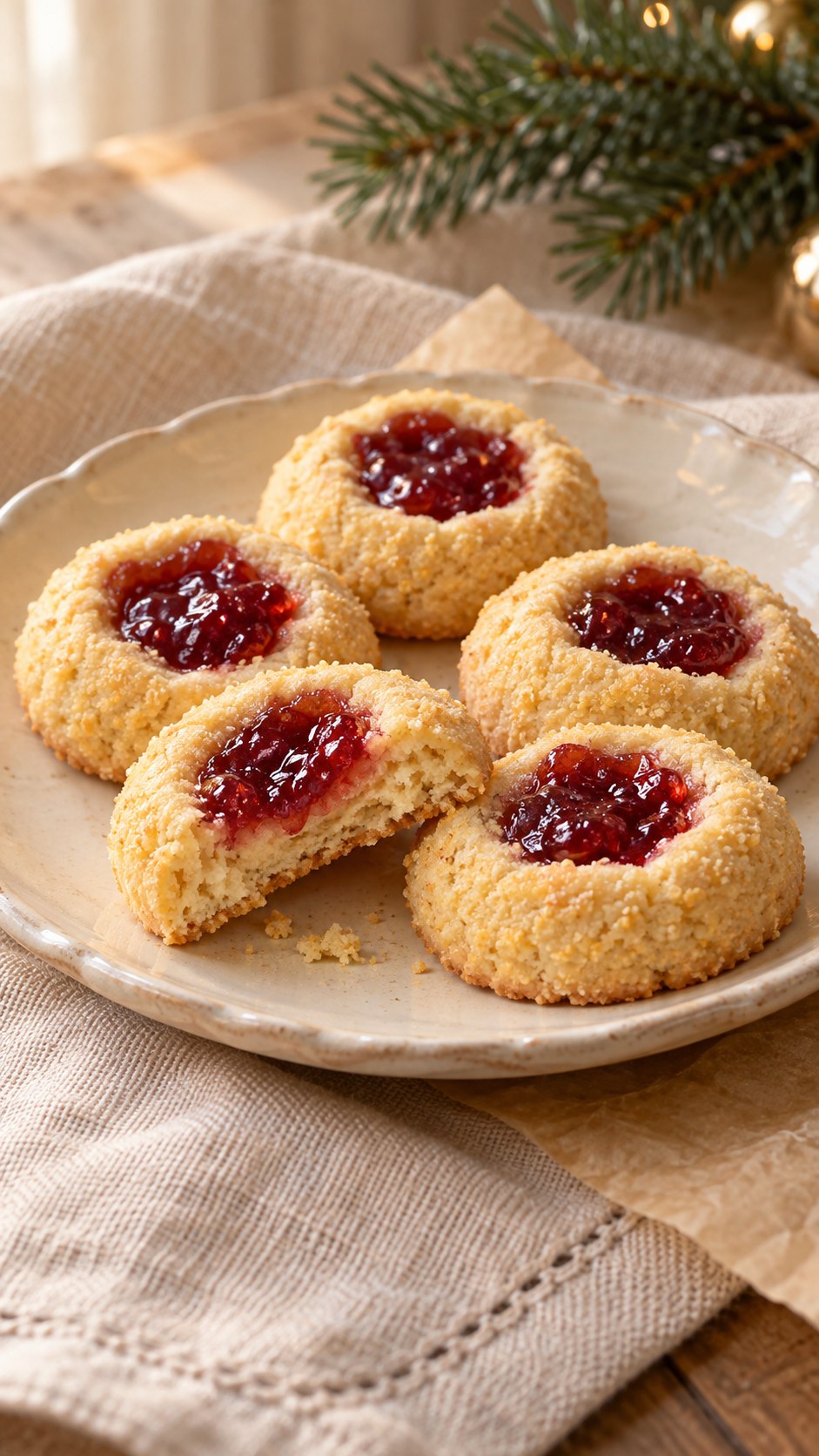 Cream-Cheese Cornmeal Shortbread with Jam Centers