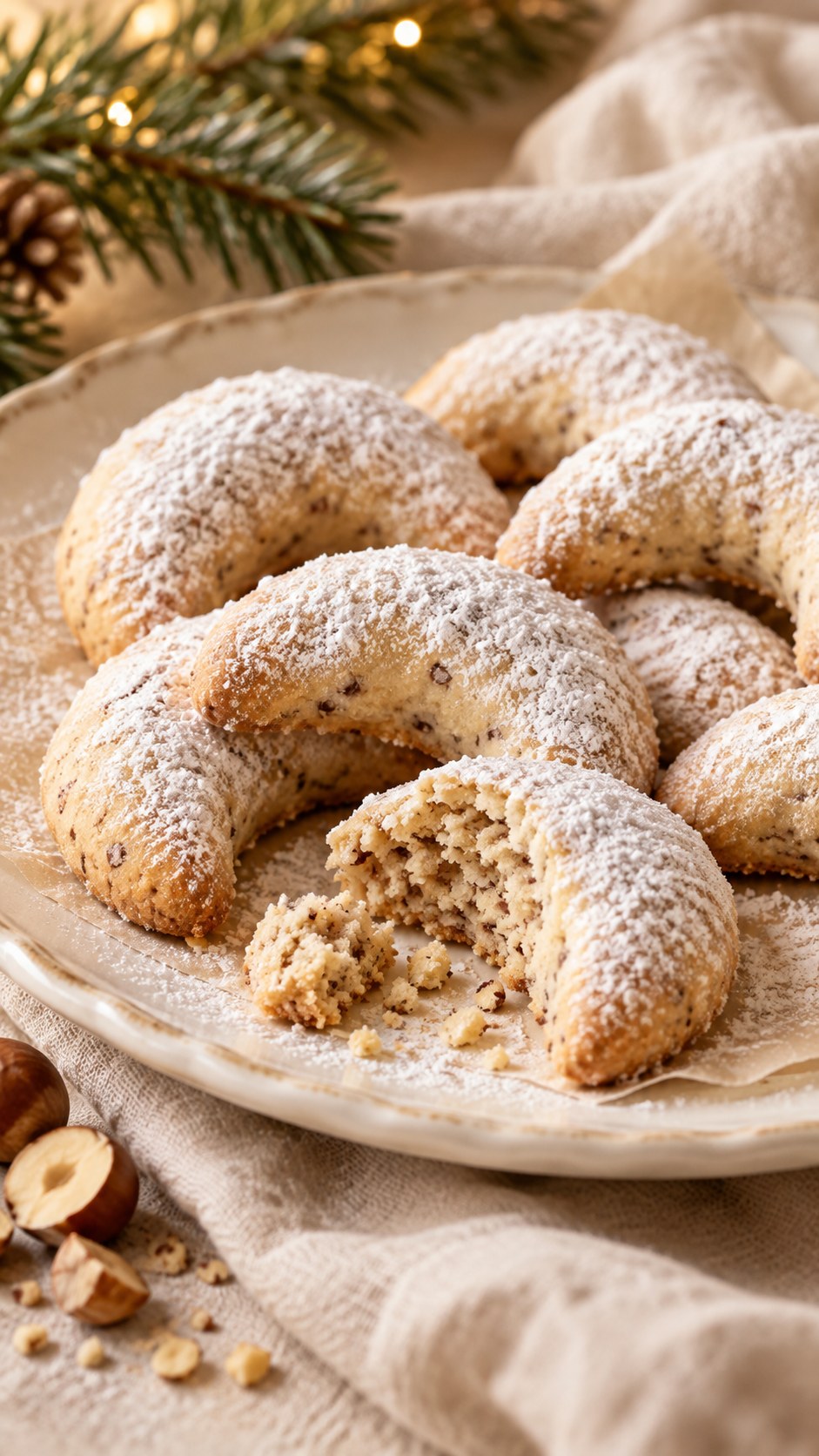 Hazelnut Christmas Shortbread Crescents