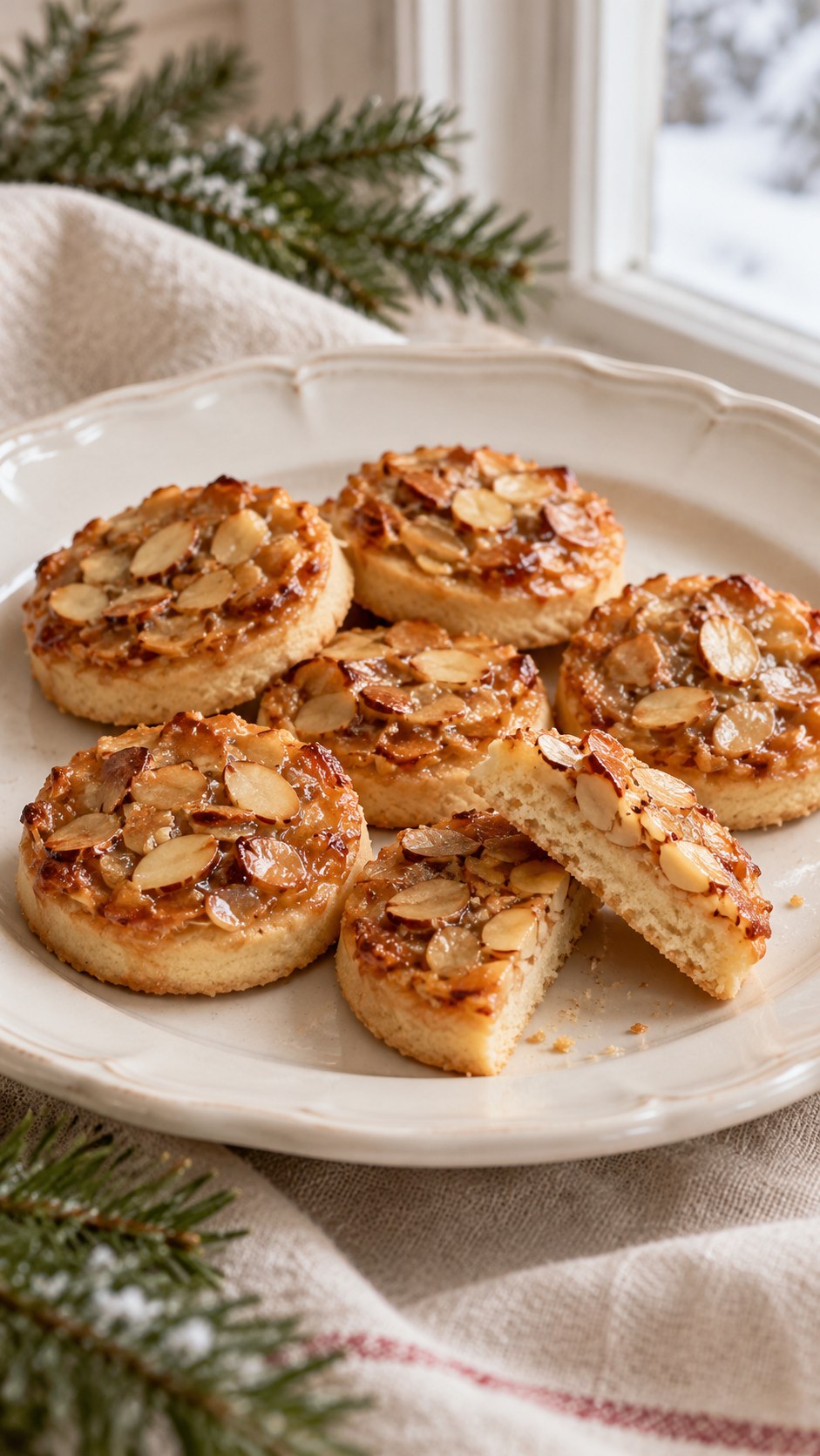 Honey Almond Florentine Shortbread Coins