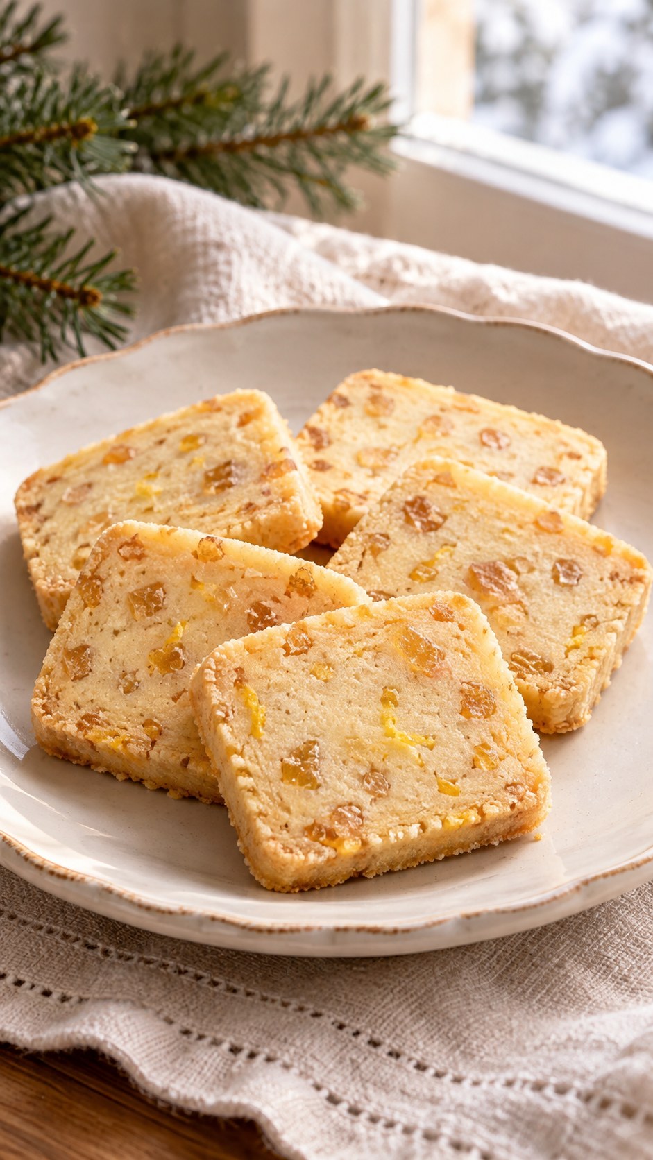 Lemon Ginger Crystallized Shortbread Slices