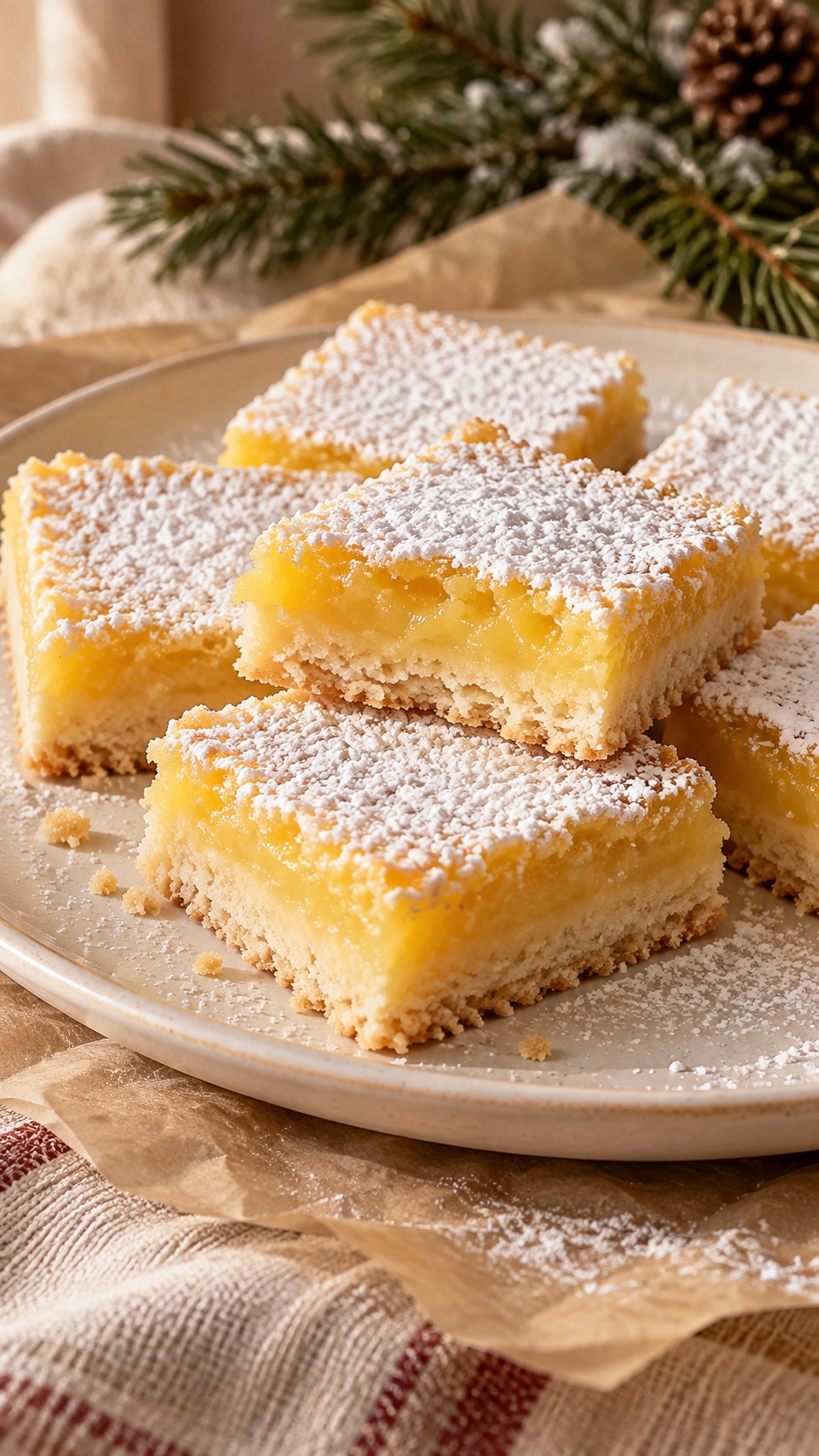 Lemon Snowcap Christmas Shortbread Bars