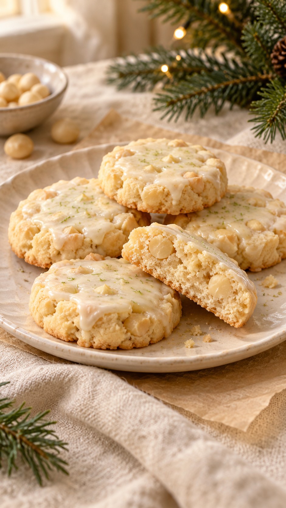 Macadamia Rice-Flour Shortbread with Lime Glaze
