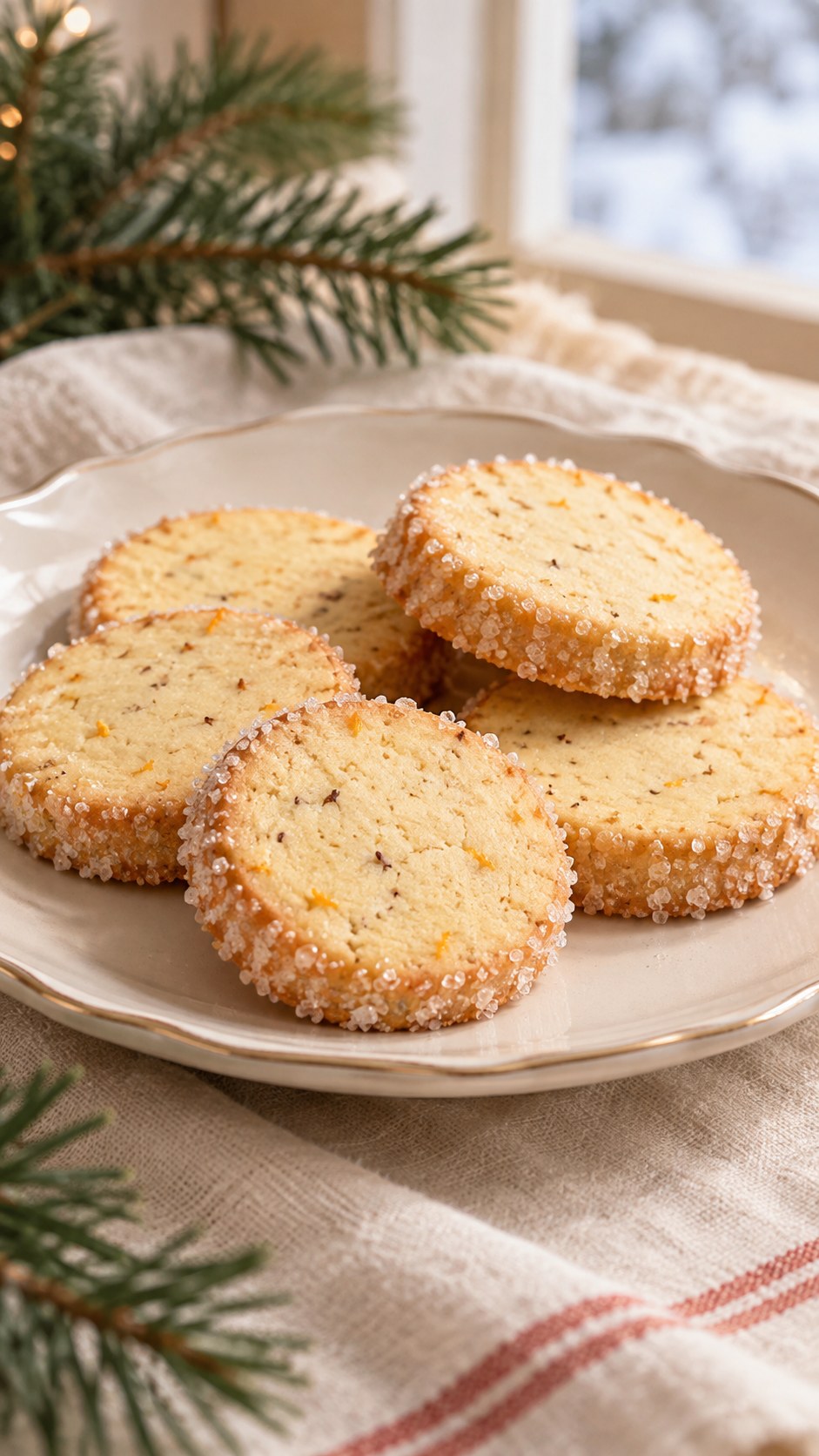 Orange Clove Sugar-Rimmed Shortbread Coins