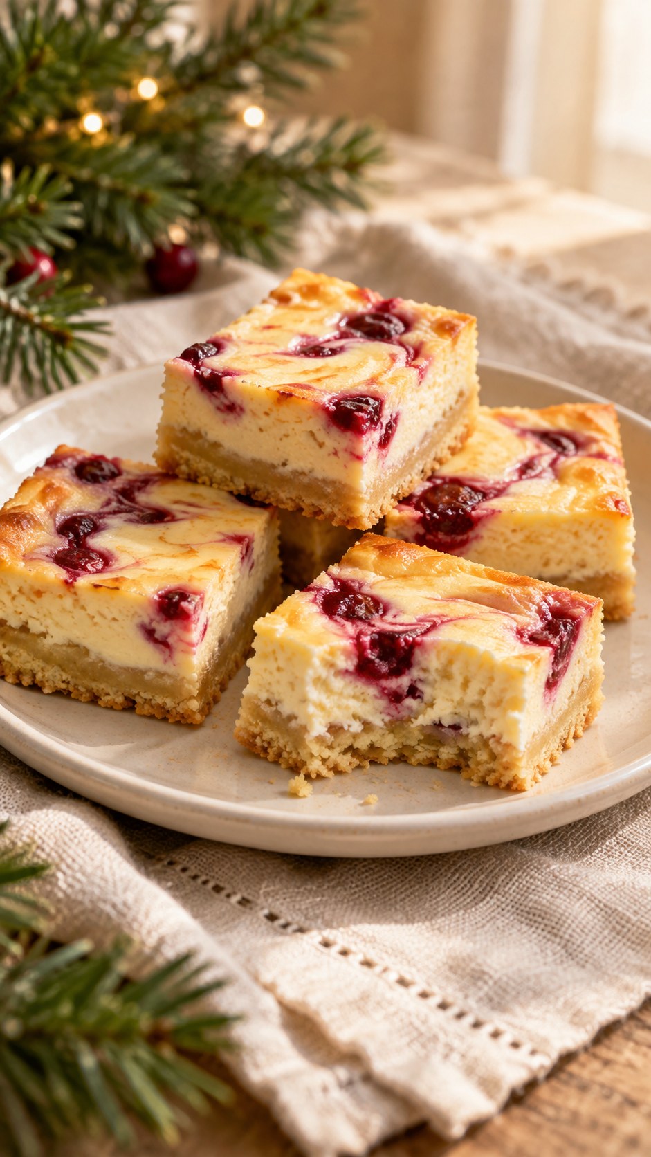 Orange Cranberry Cheesecake Shortbread Squares