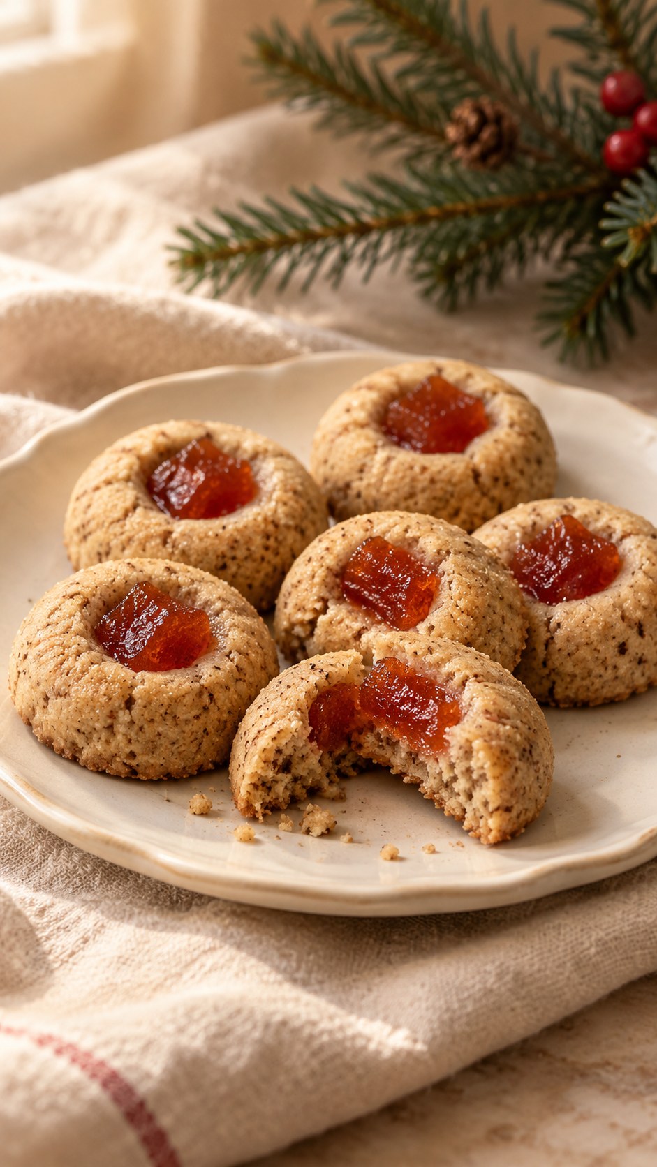 Rye Hazelnut Shortbread with Quince Centers