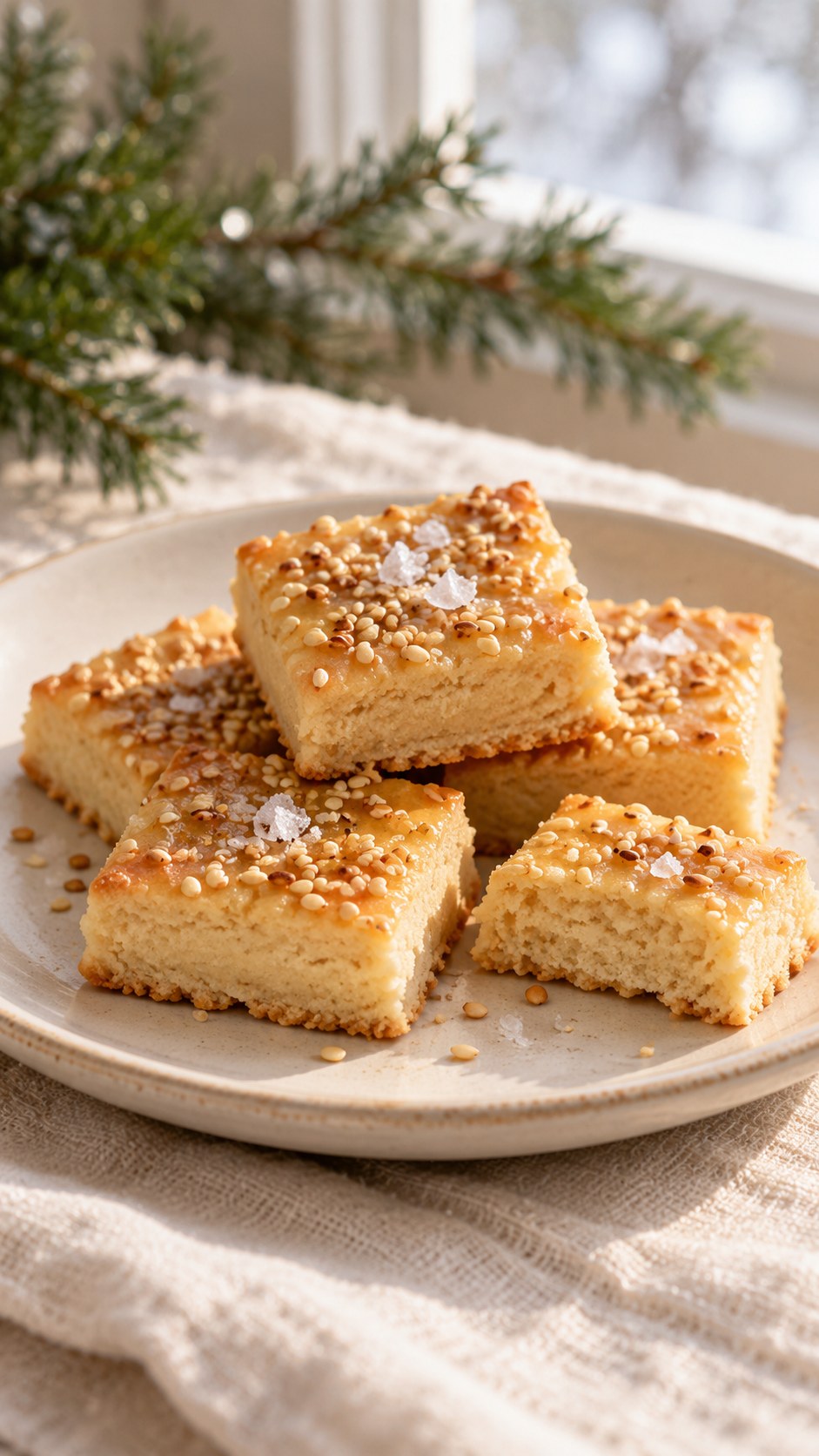 Salted Honey Sesame Shortbread Bites