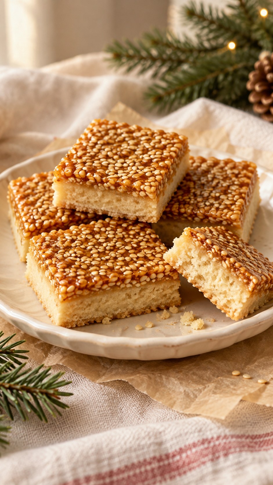 Sesame Brittle Shortbread Bars