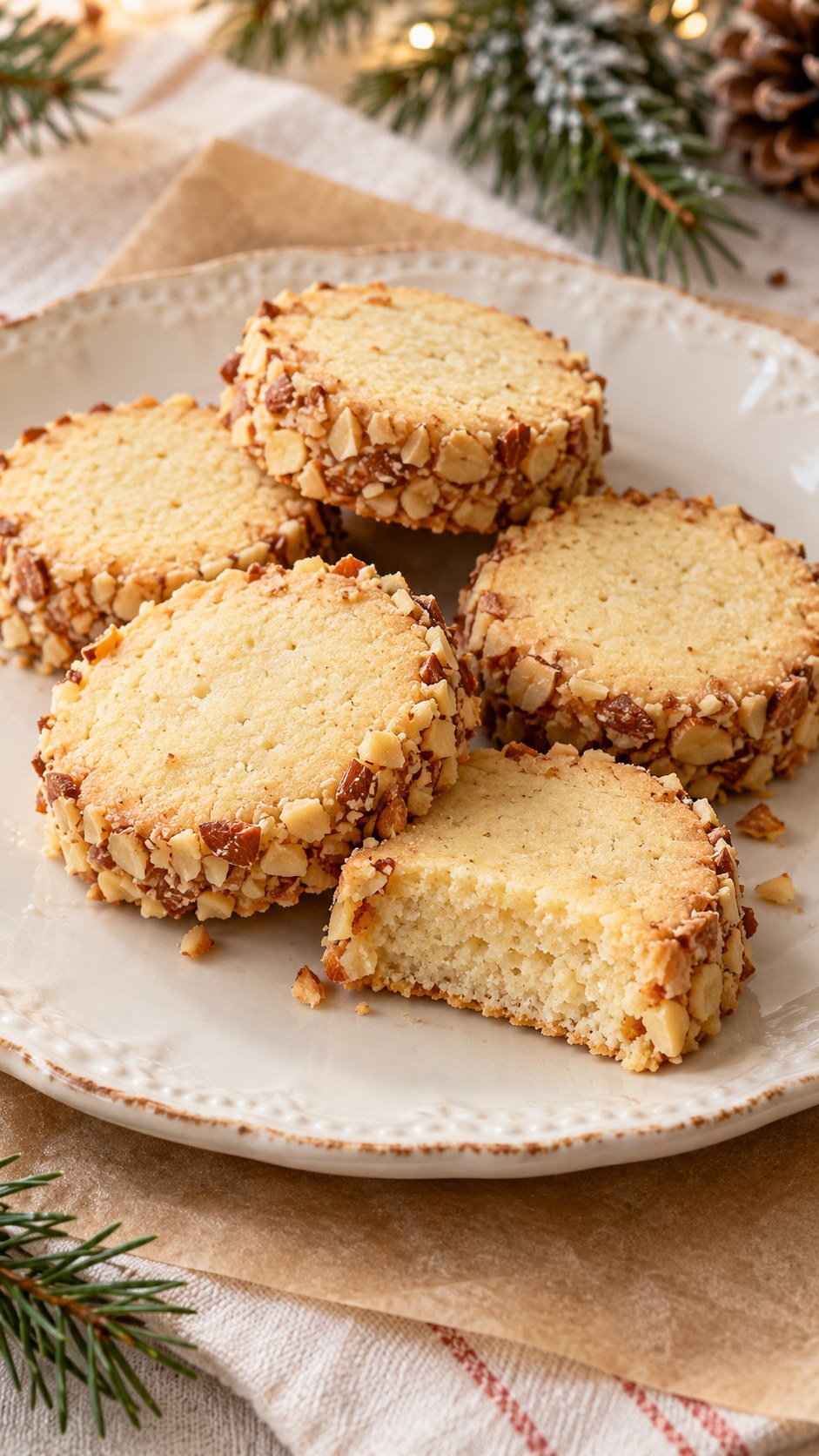 Toasted Almond Lace-Edge Shortbread Coins