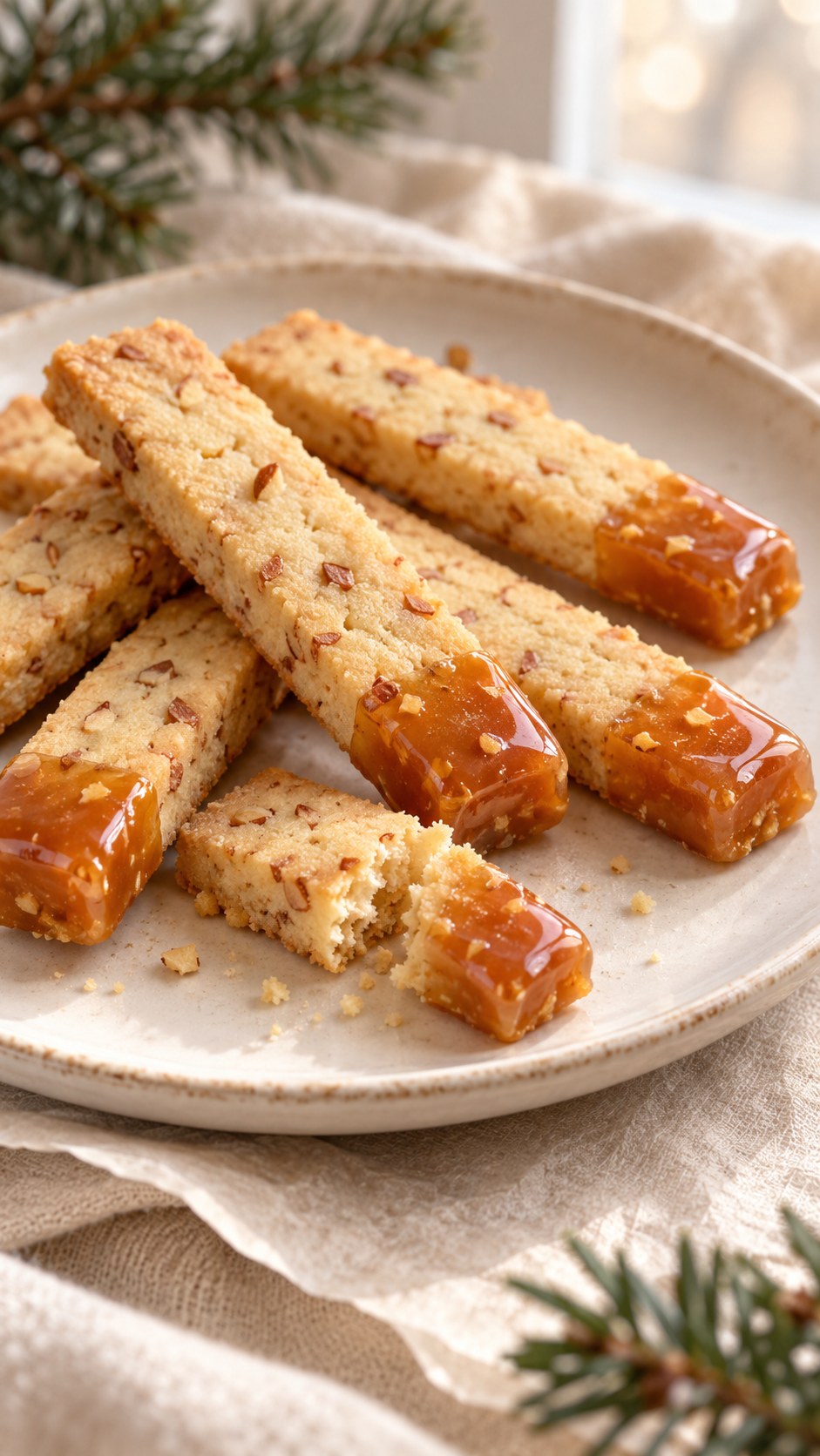 Toffee Almond Shortbread Biscuit Sticks