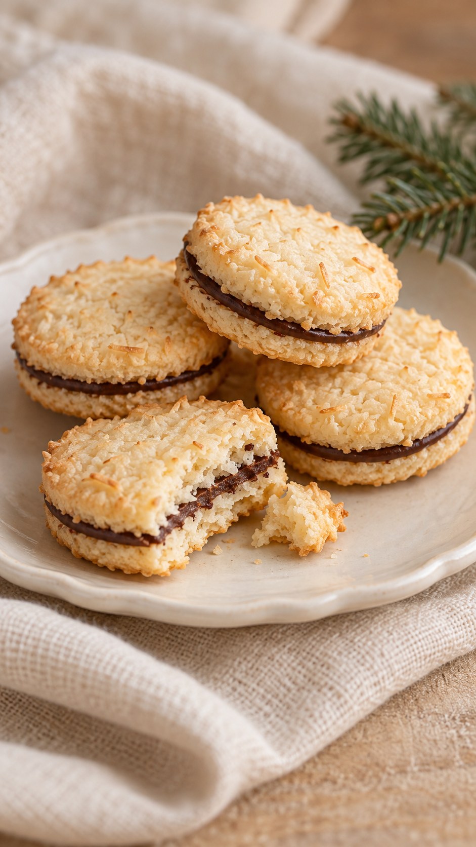 Vegan Coconut Chocolate Shortbread Sandwiches