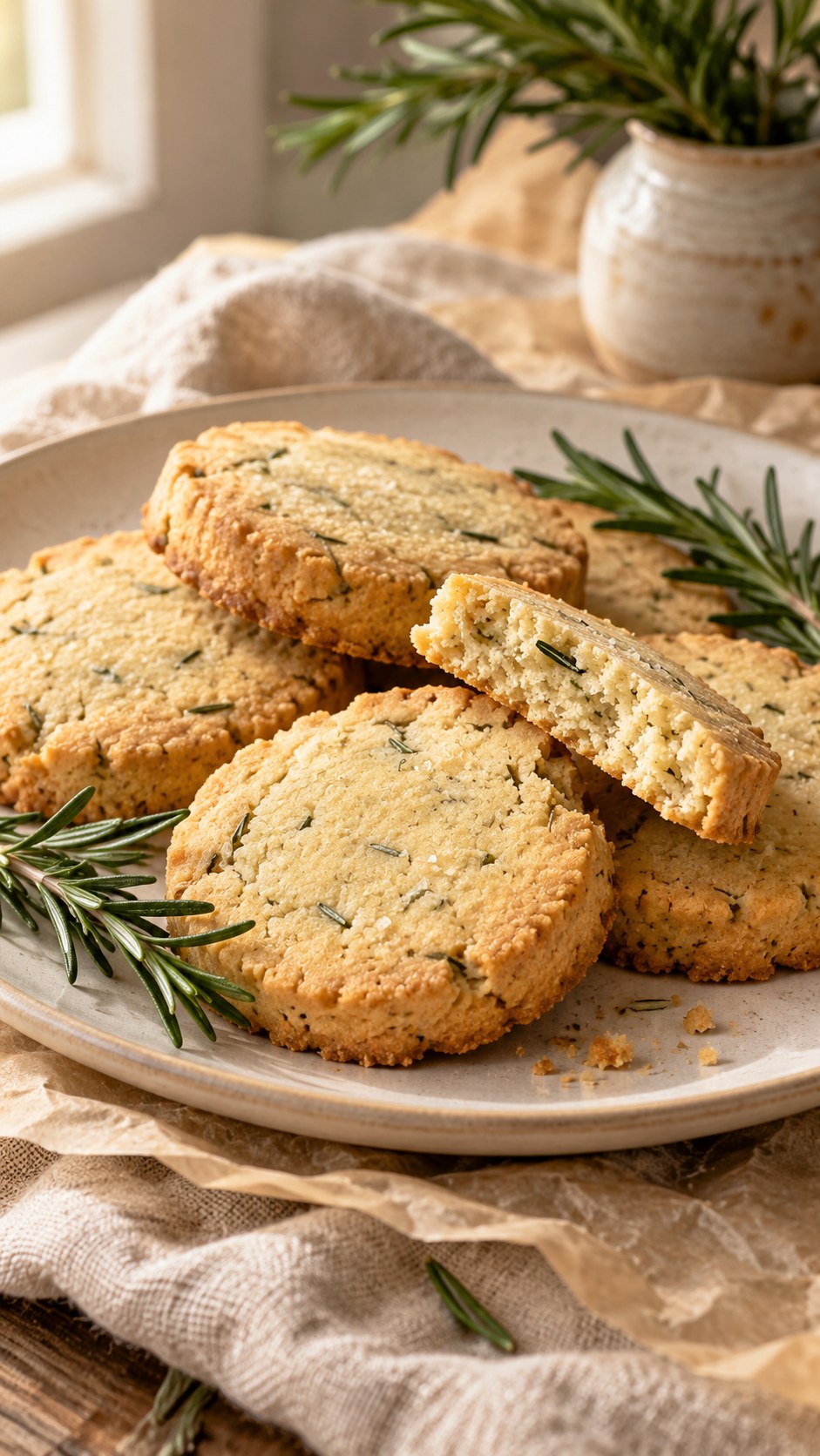 Vegan Olive-Oil Rosemary Shortbread