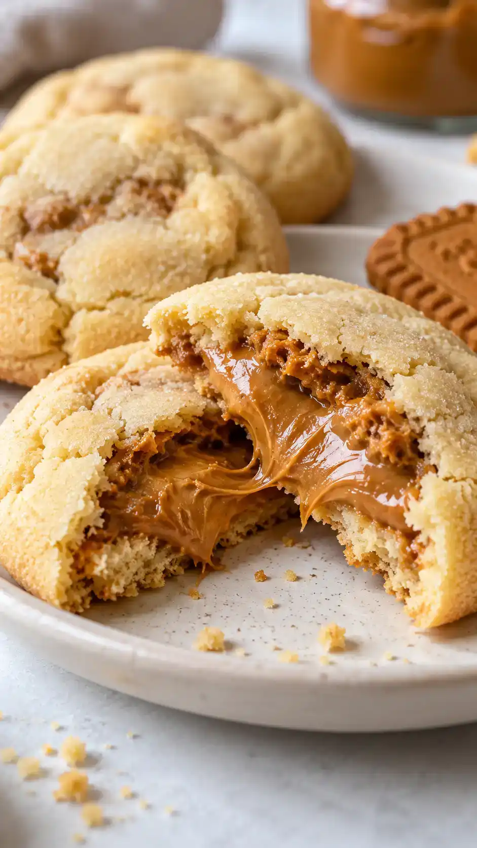 Soft vanilla sugar cookies with a cinnamon cookie-butter pocket inside.