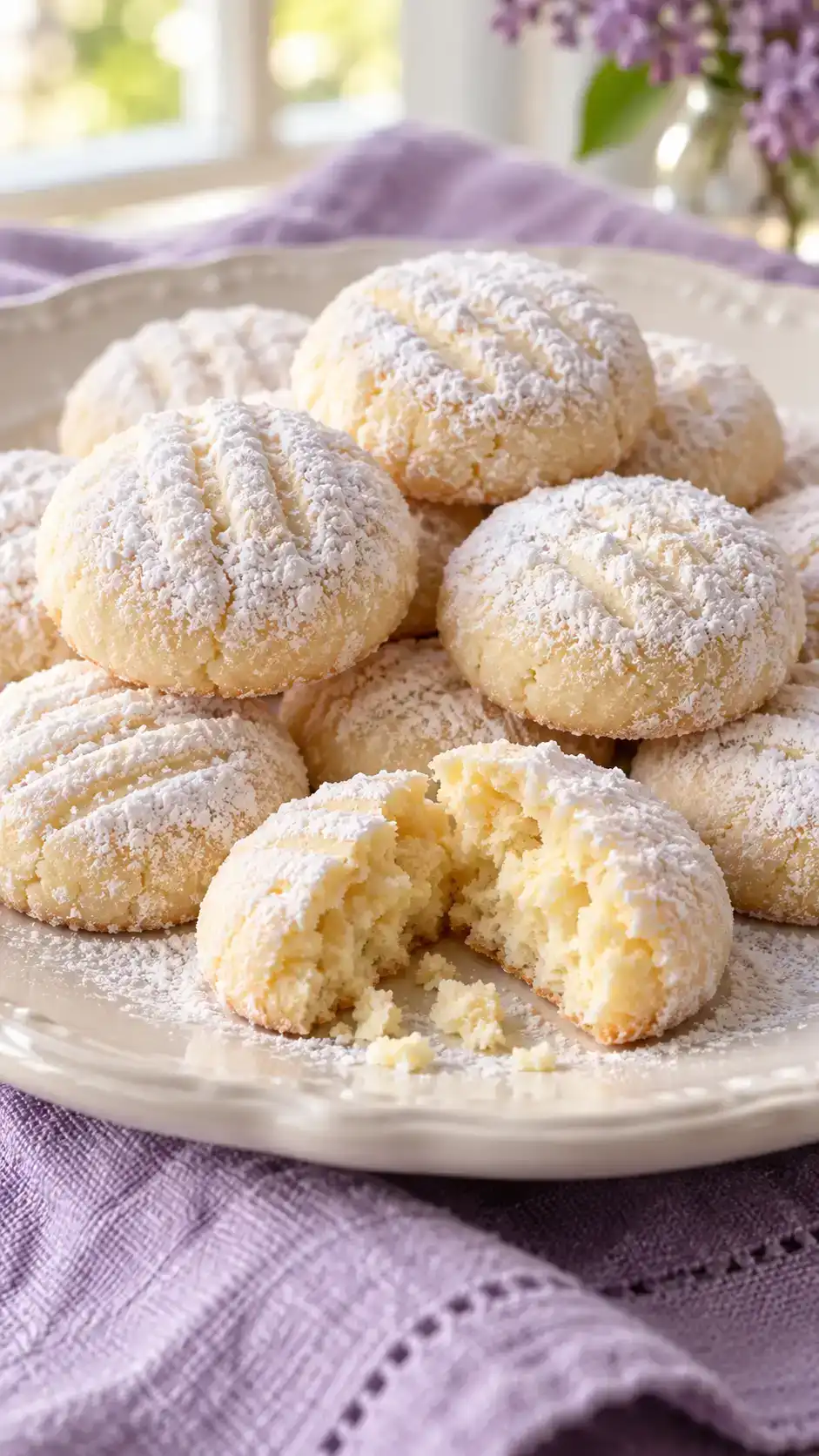 Tiny butter-rich melting-moment cookies with a delicate cornstarch crumb and snowy powdered finish.