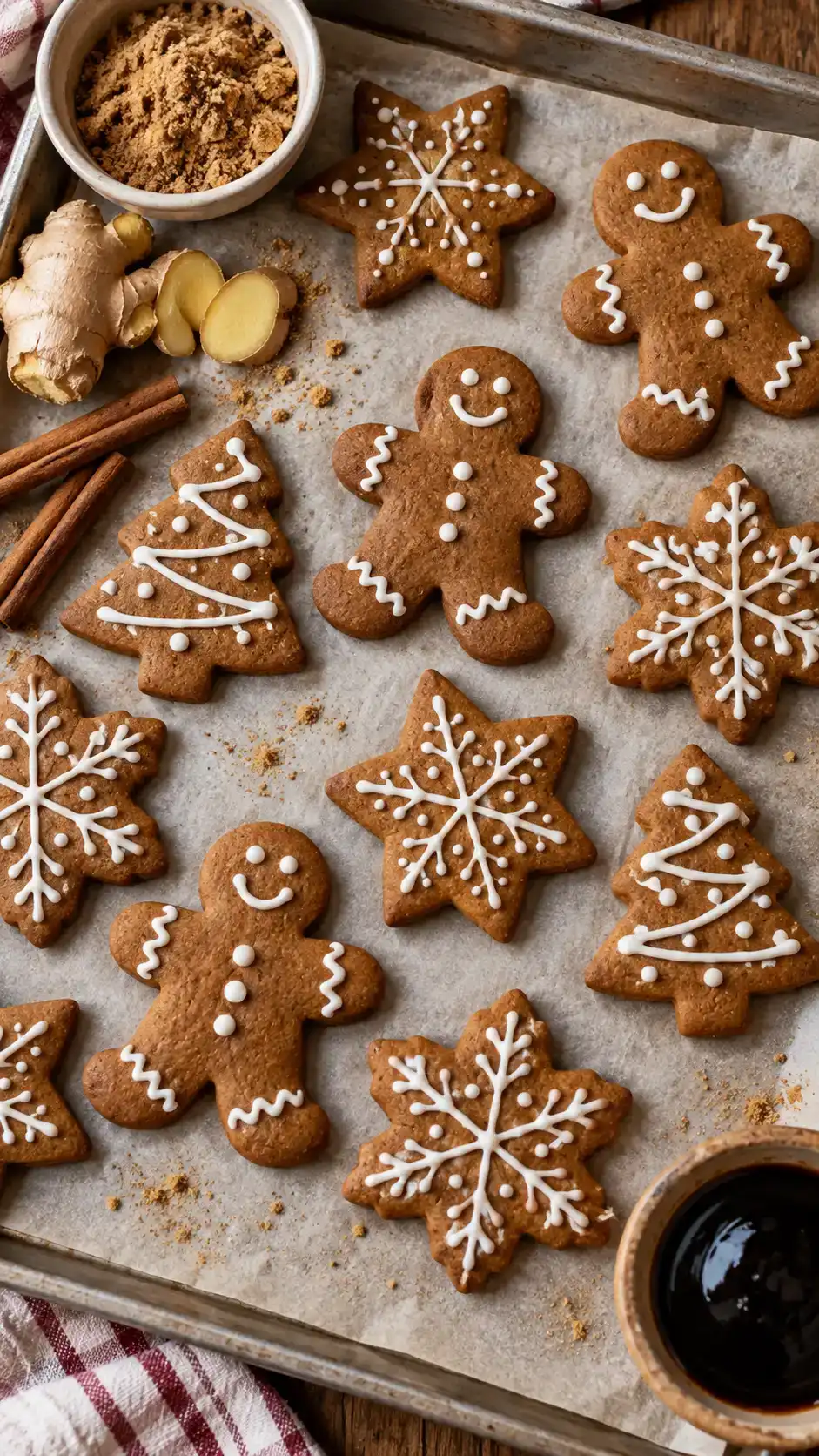 Dairy-free molasses gingerbread cut-outs made with plant-based baking sticks, warm spices and a traditional rolled dough.