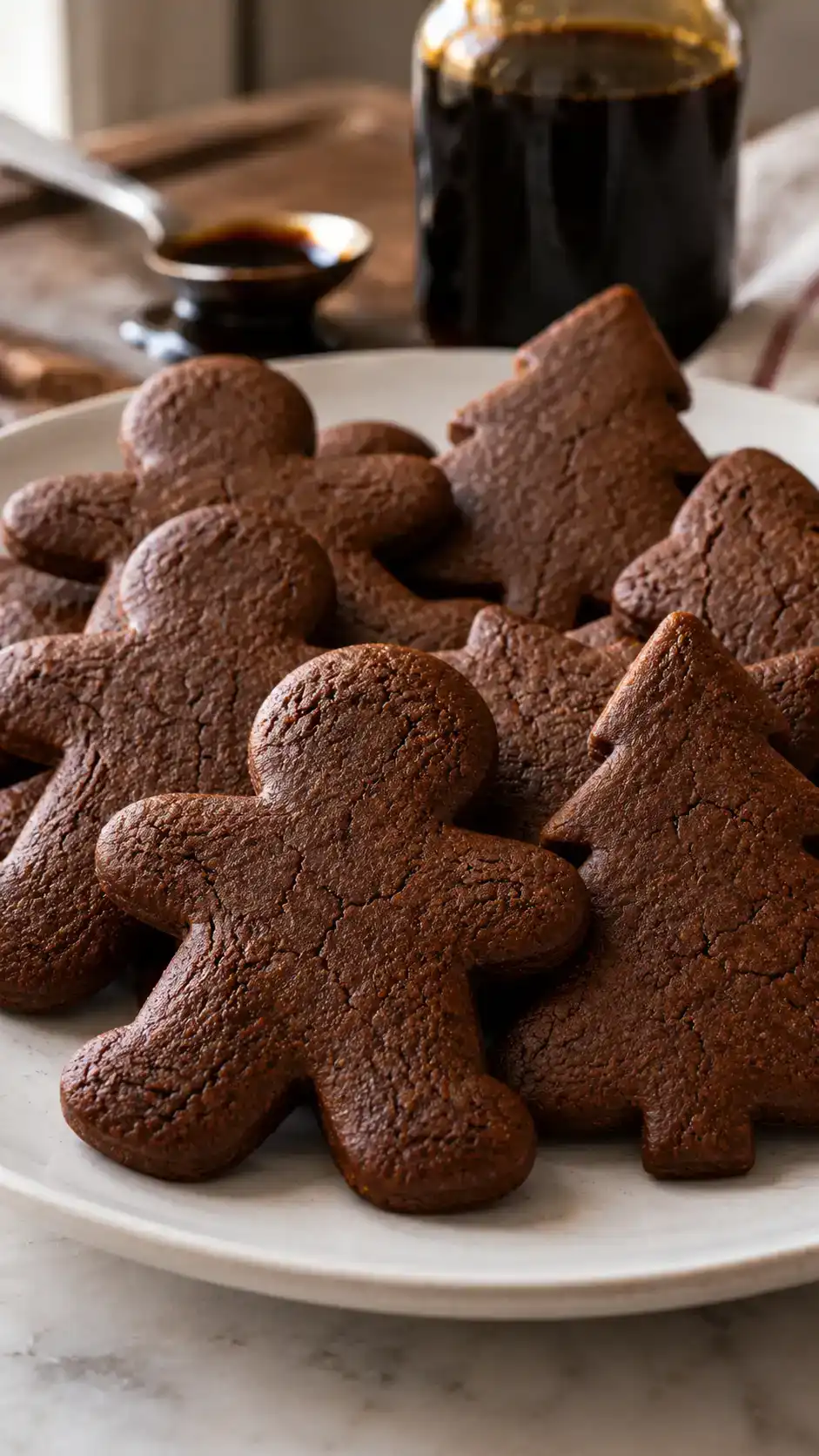 Deep brown gingerbread cut-outs made with dark unsulphured molasses and dark brown sugar for a robust spiced flavor.