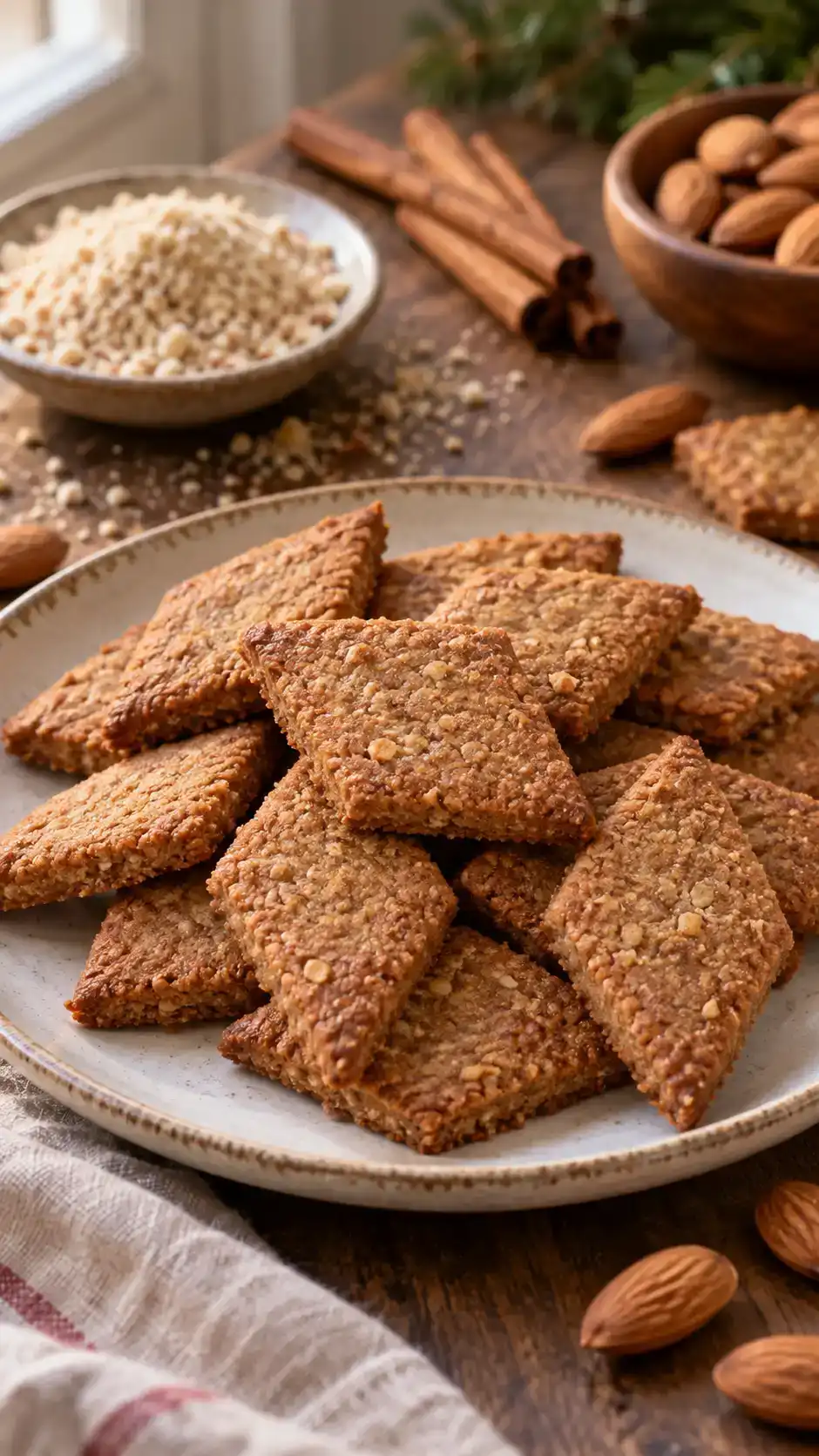 Small low-carb gingerbread diamonds with almond and coconut flour, an erythritol-based sweetener and no molasses.