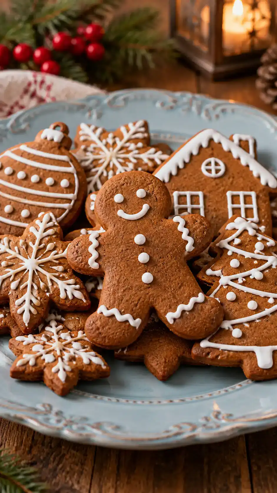 Old-fashioned dark brown sugar and molasses gingerbread cut-outs with ginger, cinnamon and cloves.