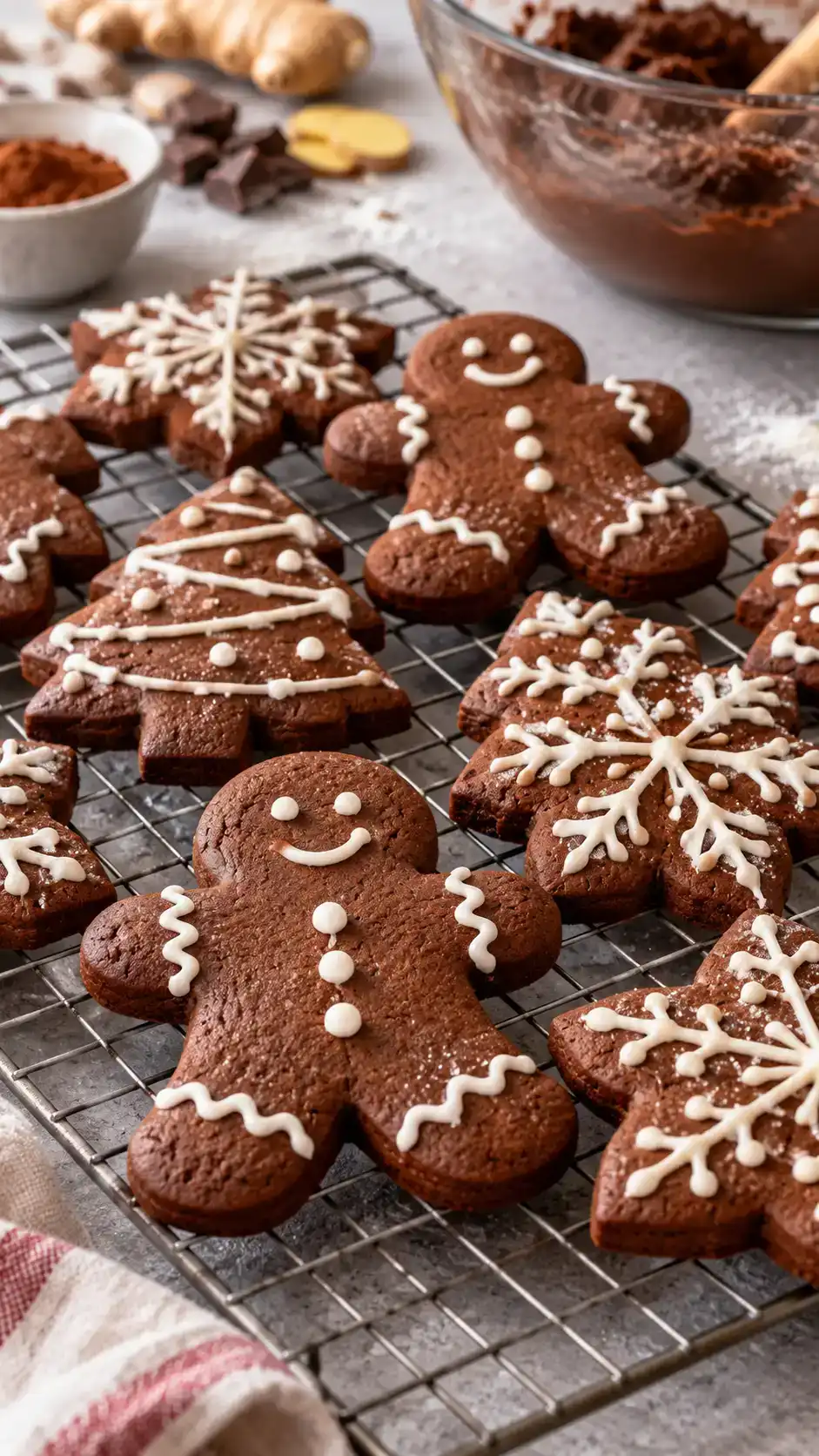 Molasses cookies with cocoa and mini chocolate chips for pockets of melted chocolate.
