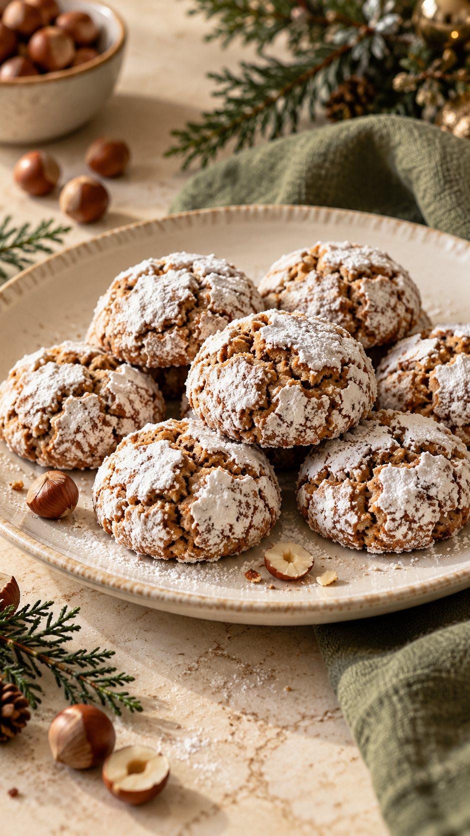 Chewy hazelnut and almond cookies with a lightly crackled sugar crust.