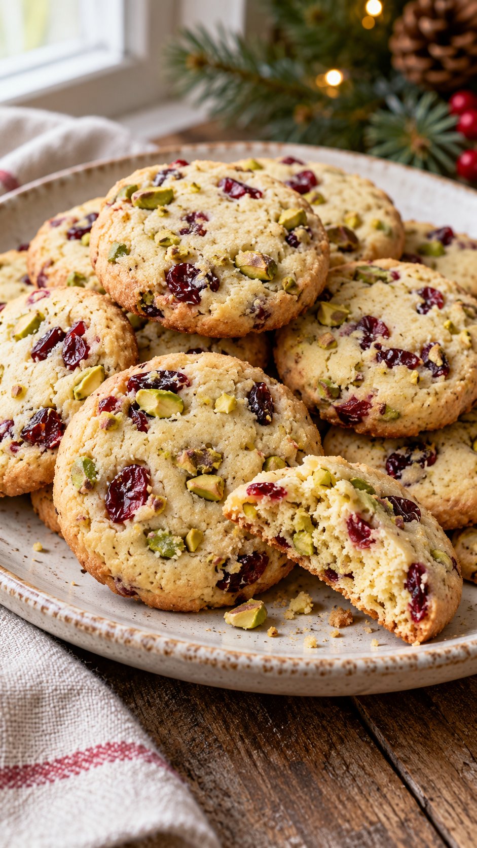 Pistachio Cranberry Butter Cookies