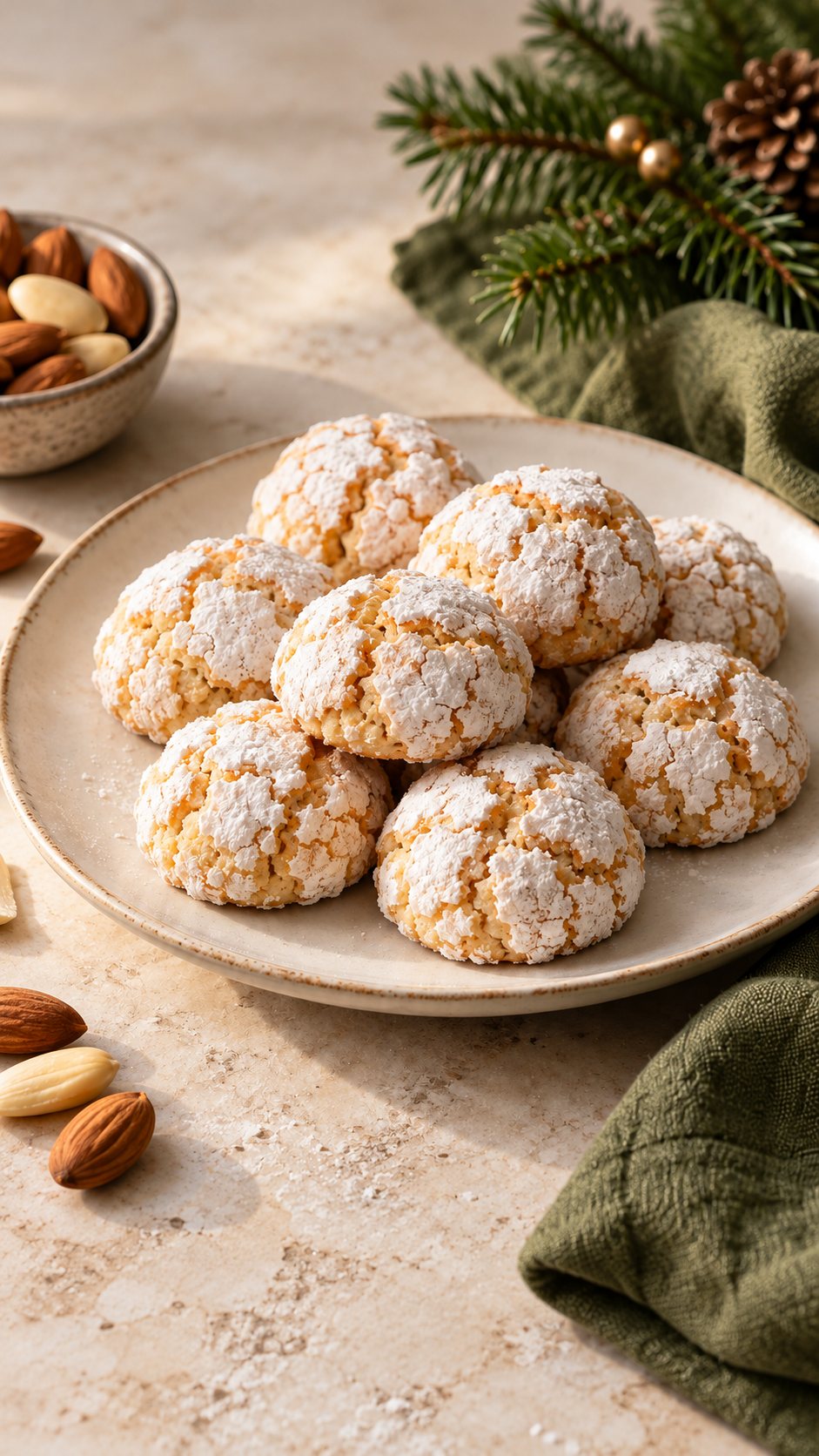 Crackled almond cookies with a delicate crust and a chewy center.
